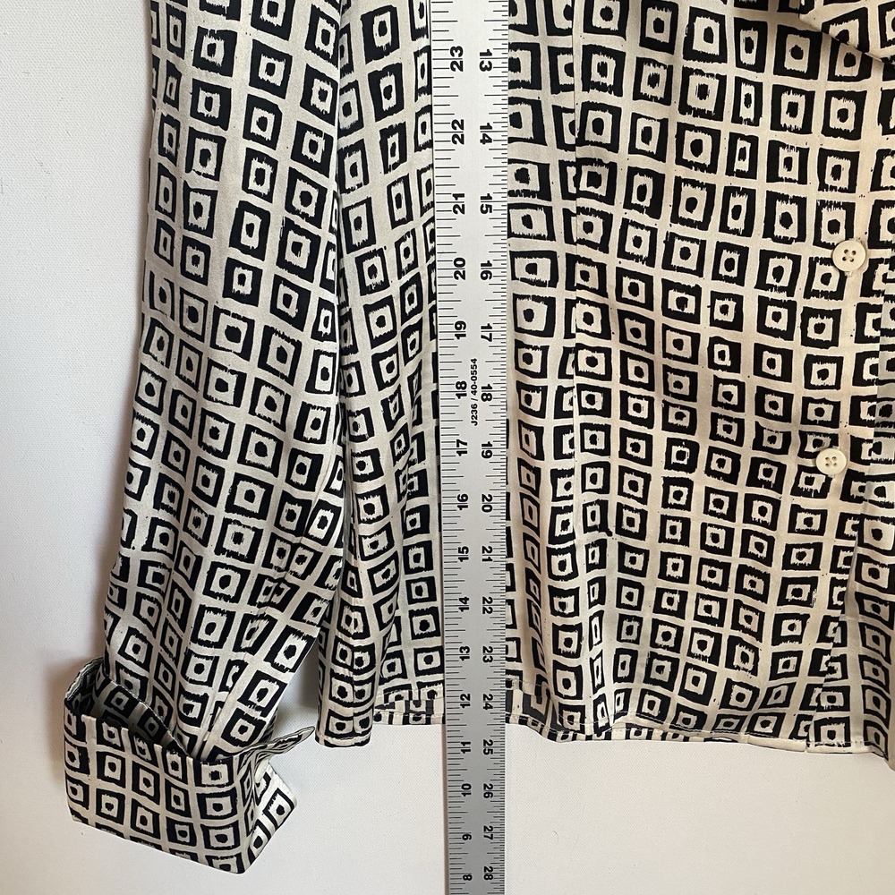 Vintage Emmanuel Ungaro Silk Blouse L Tie Abstract Geometrical Classic Office - Picture 6 of 7
